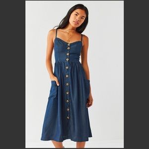 UO Emilia Chambray Button-Down Midi Dress